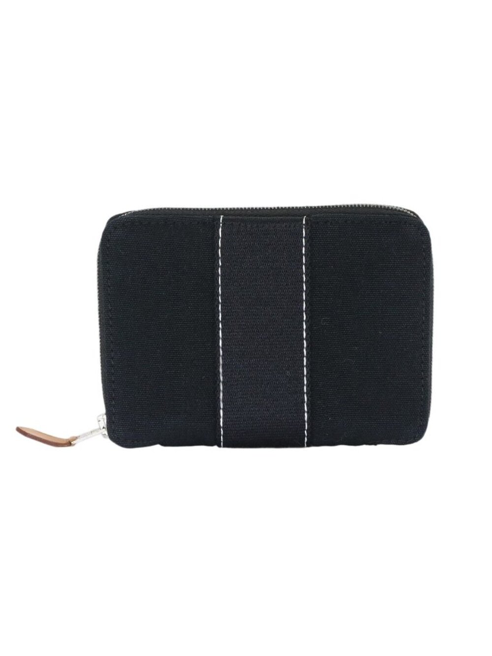 Hermes Deauville Perth PM Zip Around Bifold Wallet Canvas Black Silver